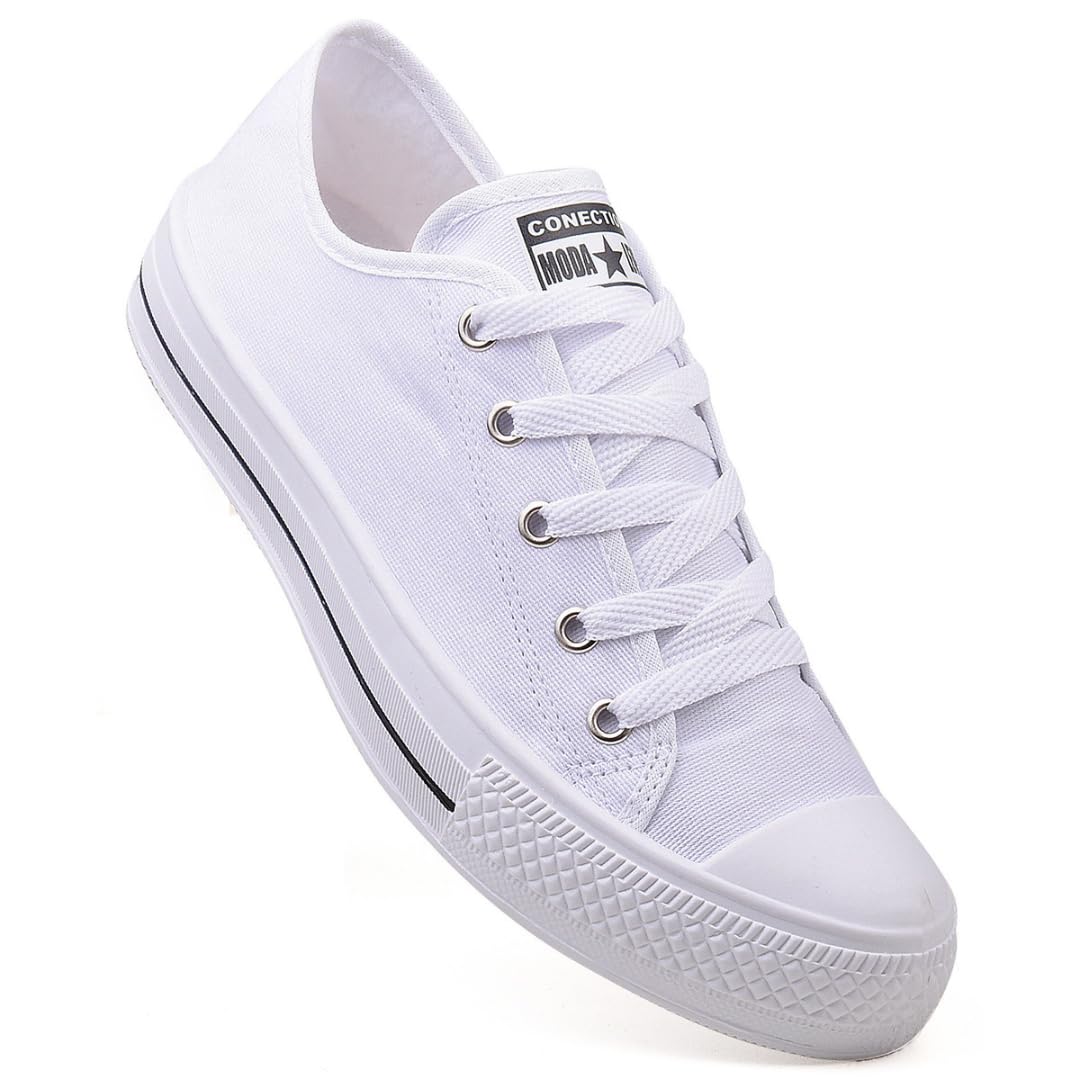 Tenis Casual Feminino Cano Baixo Branco Moda Leve (37/38, Branco)