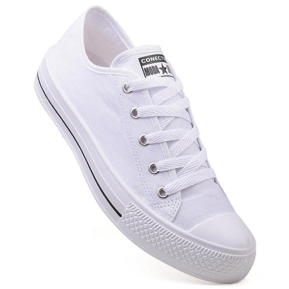 Tenis Casual Feminino Cano Baixo Branco Moda Leve (37/38, Branco)