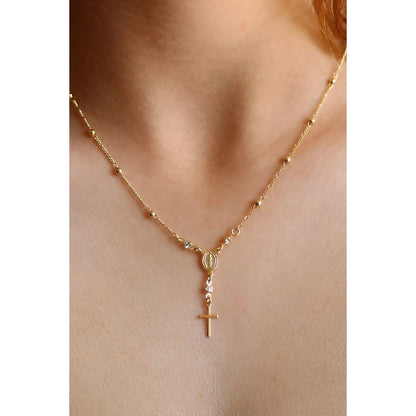 Colar de Terço com Cruz Semi Joias Banhado a Ouro 18k Acessório de Fé e Sofisticação Perfeito para Ocasiões Especiais Beleza e Durabilidade - Stella