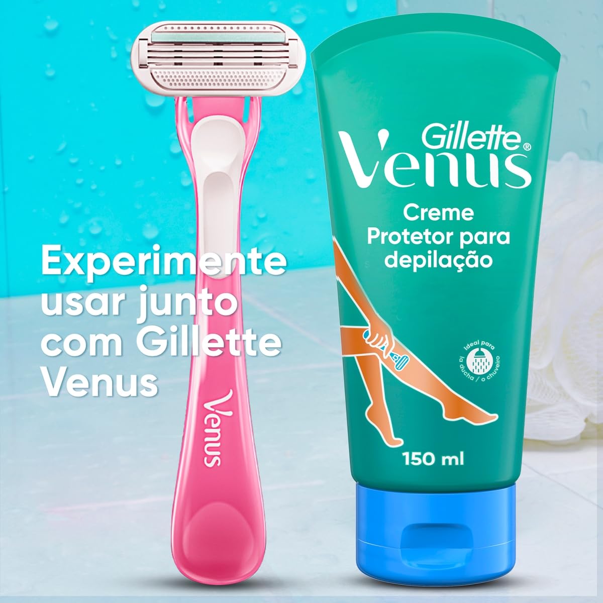 Gillette Venus Creme Protetor para Depilação com Óleo de Amêndoas, Depilação Corporal, 150mL