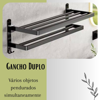 Toalheiro, Porta-Toalhas, Suporte Reforçado Dobrável 90° – Design Moderno e Versátil para Banheiro e Qualquer Ambiente da Casa