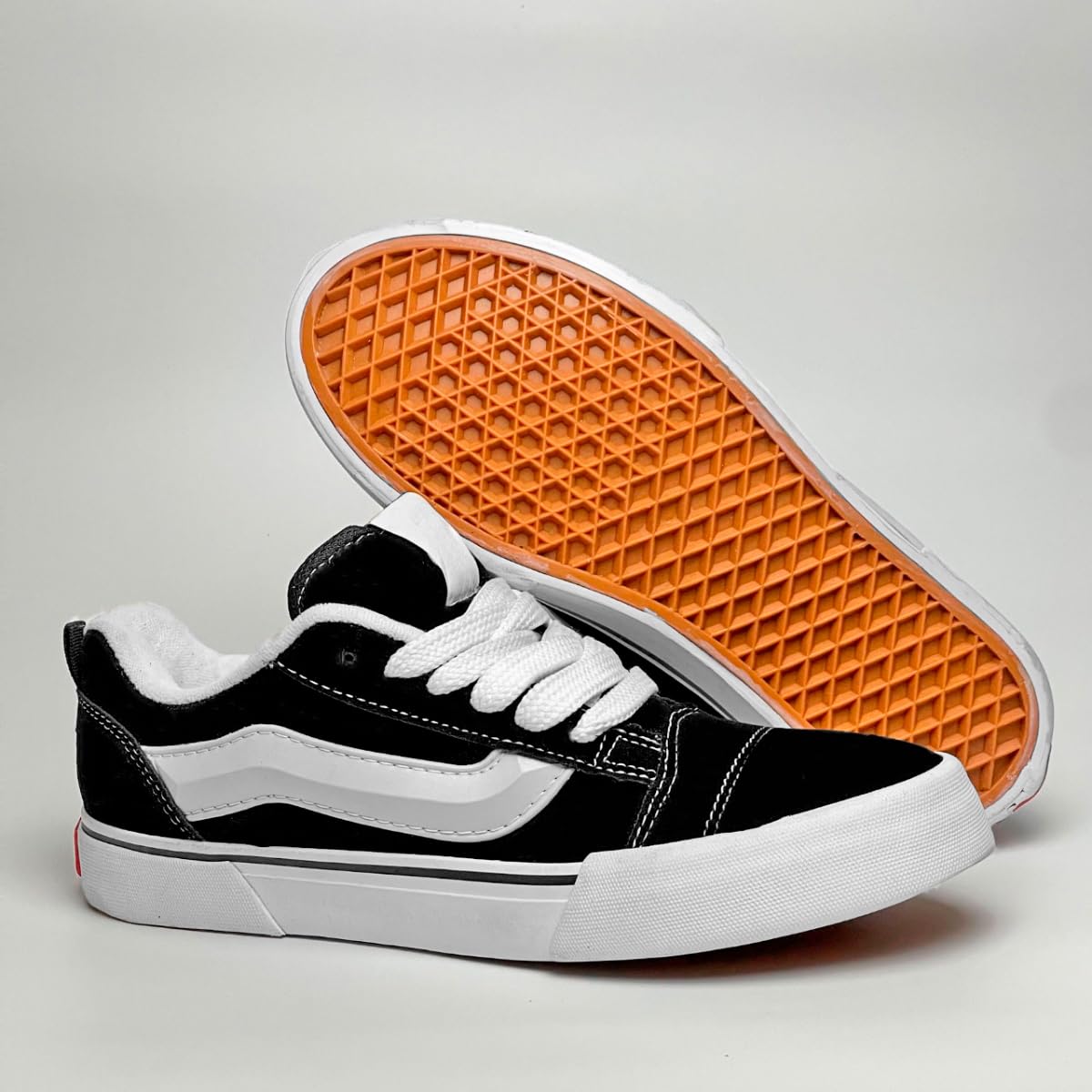Tenis Casual Feminino Masculino Academia Skatista Knu Orks Confortavel (Preto Branco, BR, Adulto, Numérico, 41)