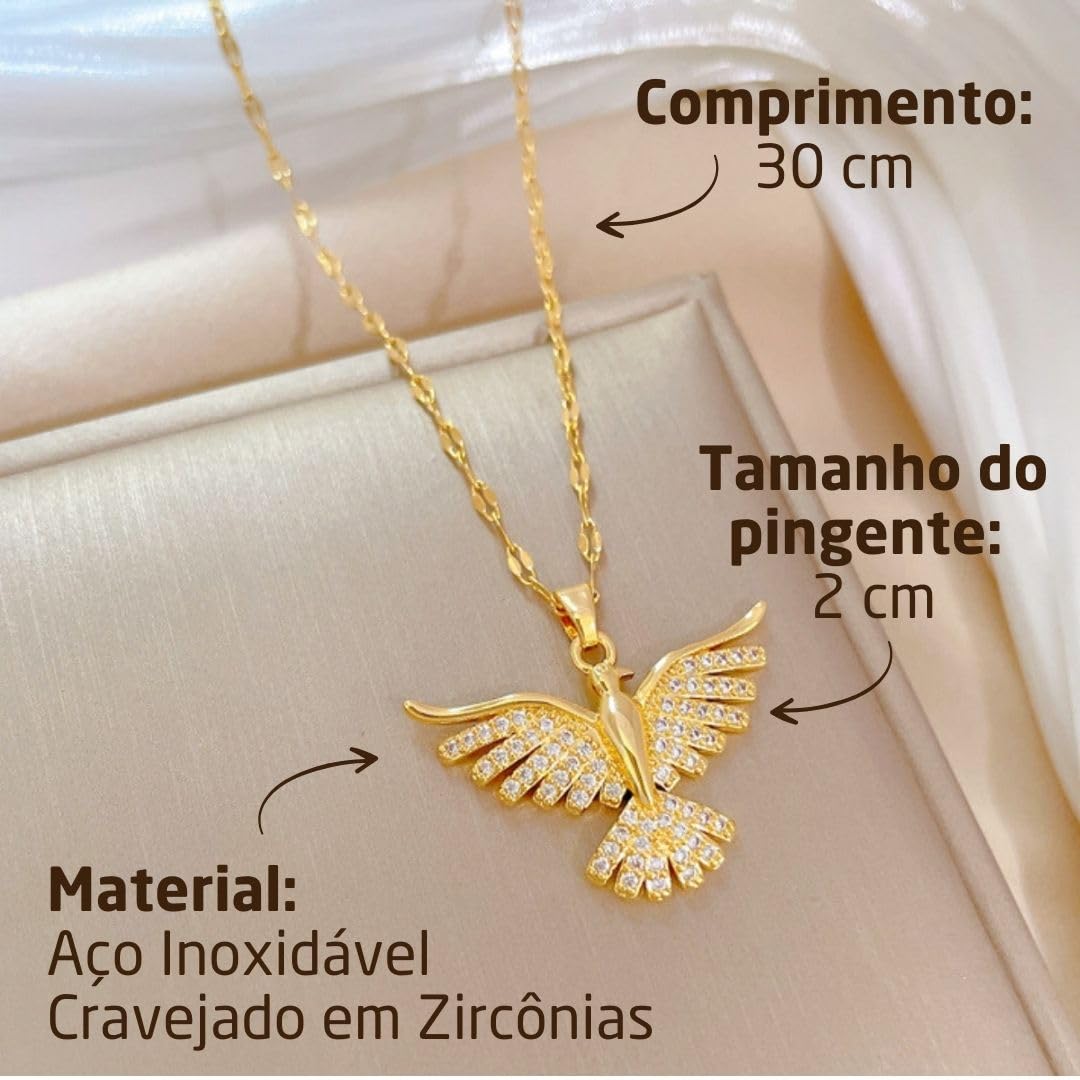 Colar Feminino "Exuberant Majesty" em Aço Inoxidável com Zircônias – Semijoia de Luxo – Inspiração Mitológica e Elegância Atemporal – Unissex – Acompanha Bolsa de Veludo