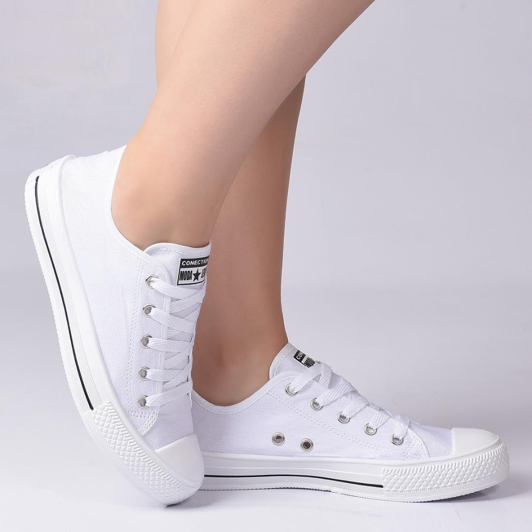 Tenis Casual Feminino Cano Baixo Branco Moda Leve (37/38, Branco)
