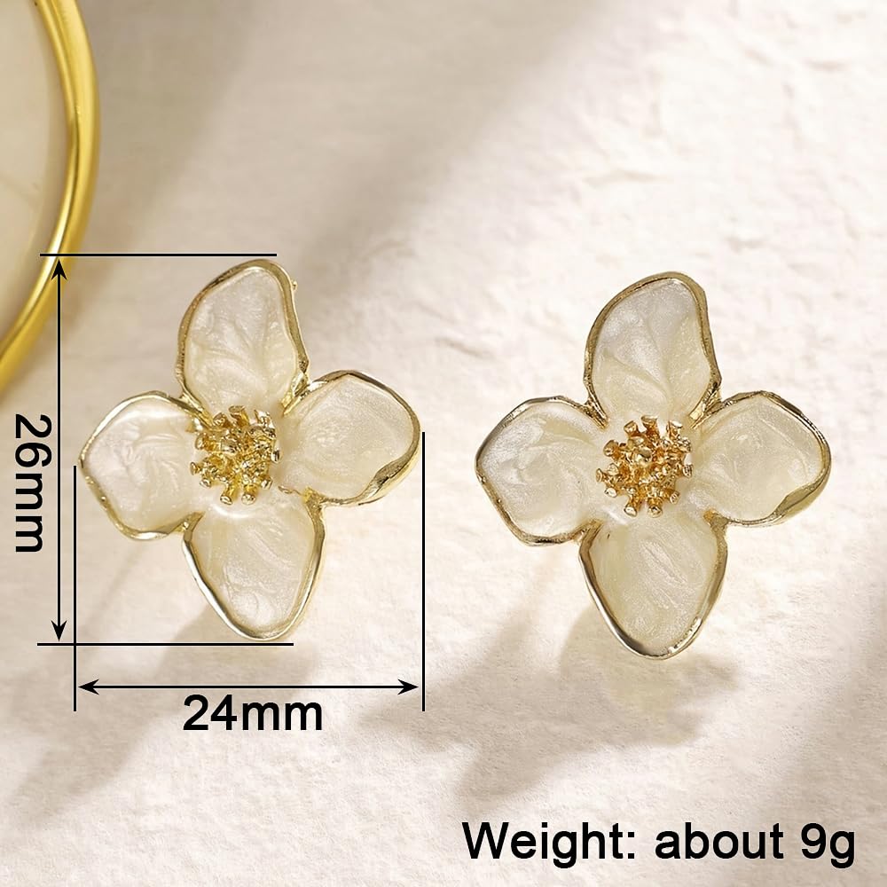 Brincos de flor esmaltados brancos estilo fresco para mulheres, joias modernas de casamento, 1.03, Zinco, Sem pedra preciosa
