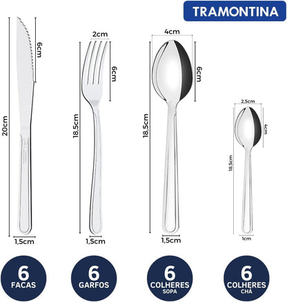 Jogo de Talheres Faqueiro Inox 24 Peças Búzios Tramontina