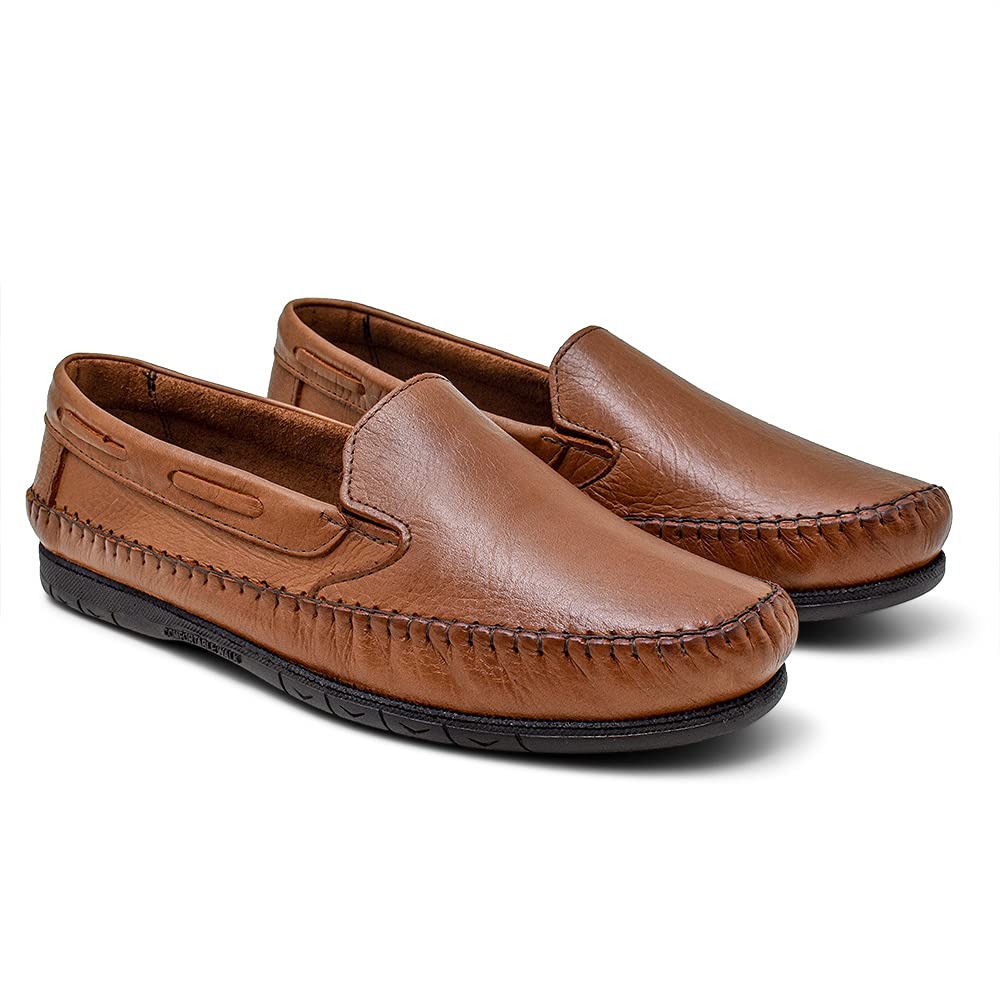 Sapatilha Masculino Mocassim Couro Legitimo Cor:Marrom Claro;Tamanho:41;Genero:Masculino