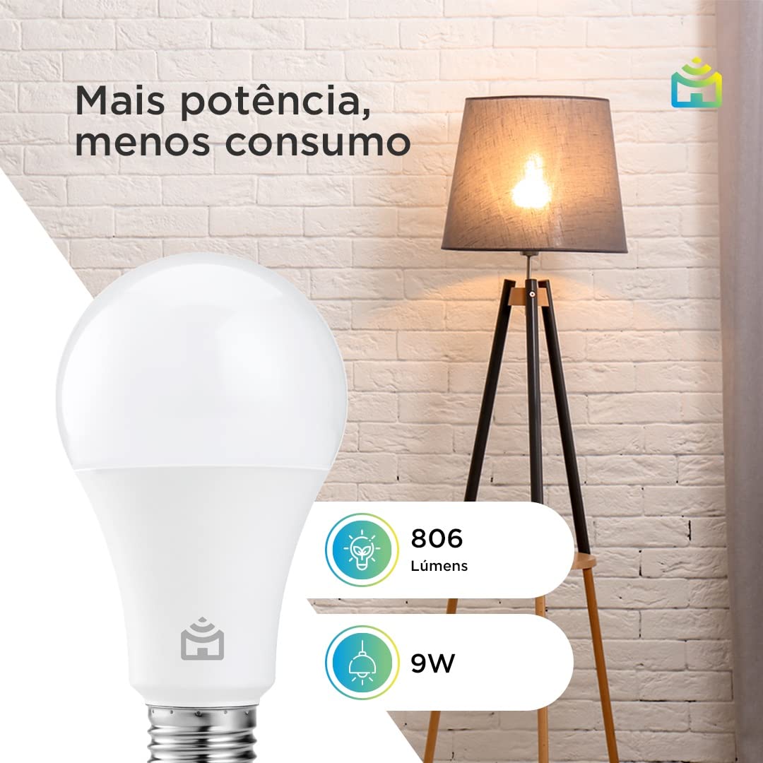 Smart Lâmpada Wi-Fi Positivo Casa Inteligente, Iluminação Branca (Quente e Fria) e RGB (Até 16 Milhões de Cores), 9W, 806 Lúmens, LED, Bivolt, Compatível com Alexa e Google Assistente