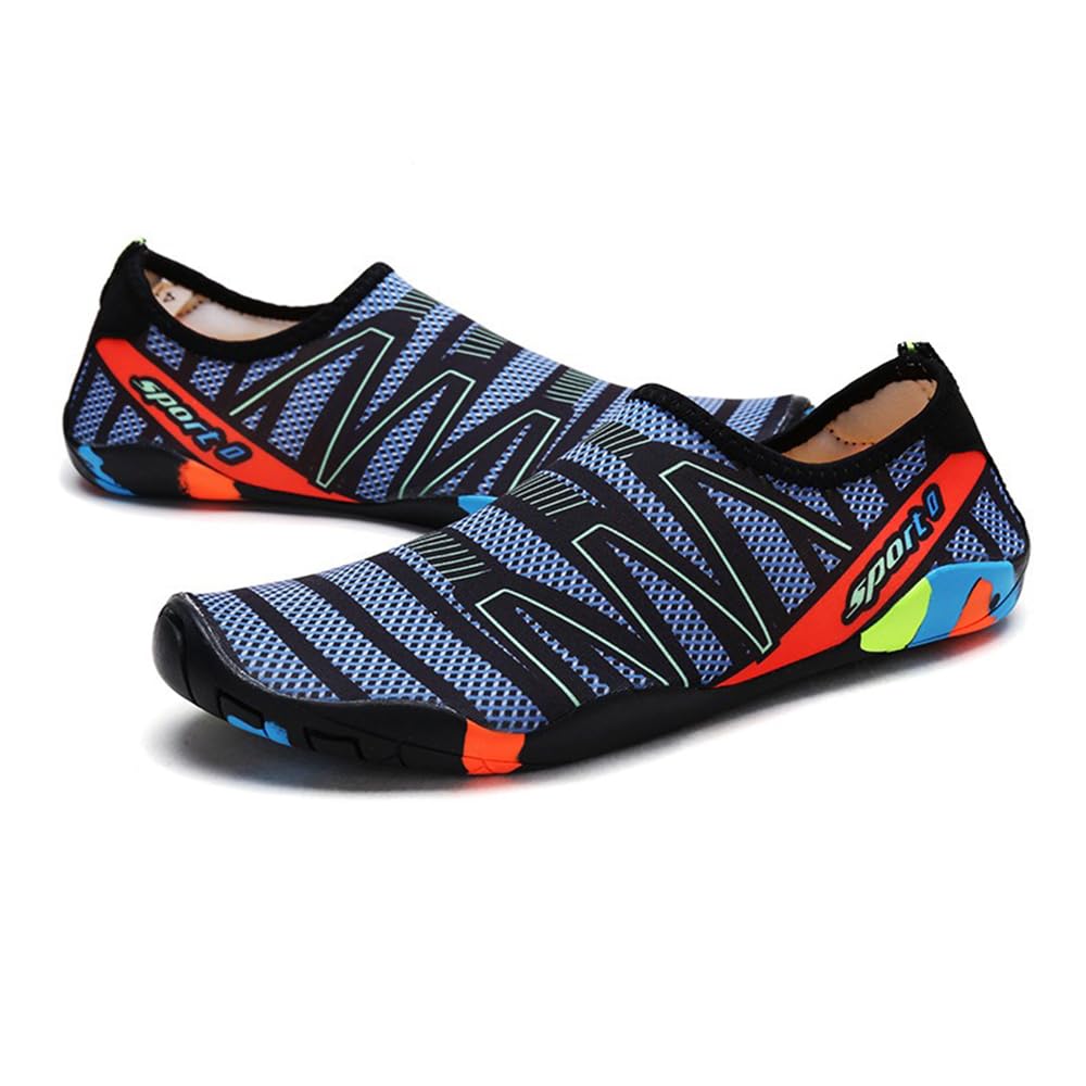 Sapatos aquáticos para mulheres e homens, meias aquáticas de secagem rápida, natação, praia, descalço, ioga, exercício, esportes, piscina, acampamento, calçados SXX02, Azul escuro, 10 Women/8 Men