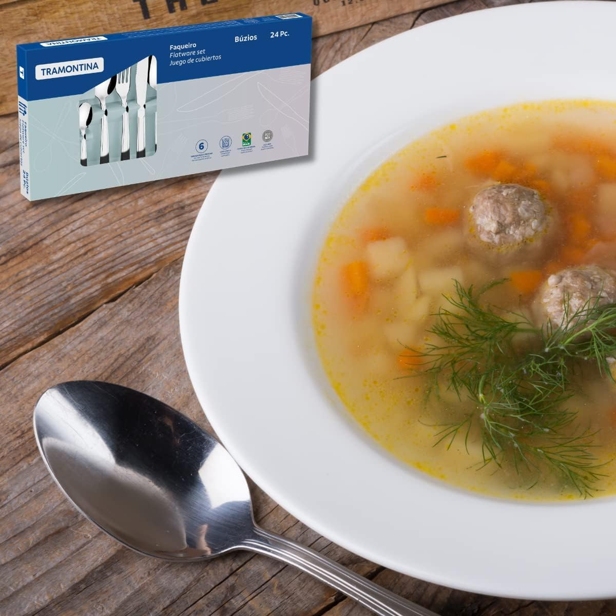 Jogo de Talheres Faqueiro Inox 24 Peças Búzios Tramontina