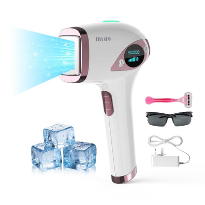 Depilador a Laser IPL MLAY T4 com Resfriamento, Aprovado pela ANVISA, Luz Pulsada para Uso Doméstico, Redução Visível de Pelos com Uso Contínuo, Unissex, para Rosto, Axilas e Corpo