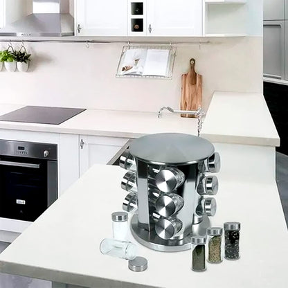 Porta Condimentos 12 Potes Base Giratória Futuro Casa Fuy428