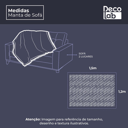 Decolab Manta para Sofá em Algodão com Franjas Artesanais | Cobertor Decorativo para Sofa, Poltrona e Cama | Estilo Boho Chic (Branca-Cru)