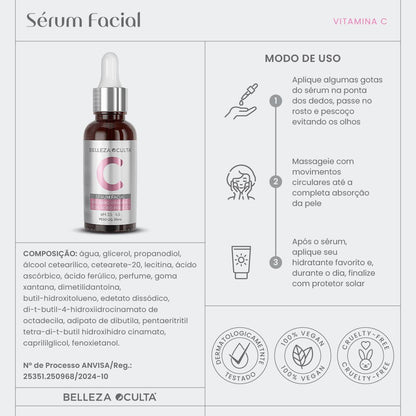 Serum Facial 30Ml Nano Vitamina C 10% + Ácido Ferúlico 0,5% - Belleza Oculta