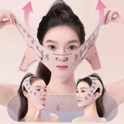 Faixa Modeladora Facial V-Line, Redutora de Papada e Queixo Duplo, Máscara de Compressão com Efeito Lifting, Ajustável e Respirável para Contorno do Rosto e Drenagem Linfática