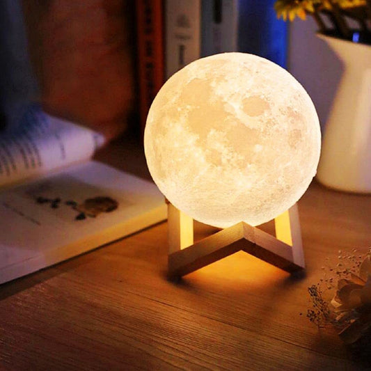 Luminária Lua Cheia Touch com Luzes Coloridas