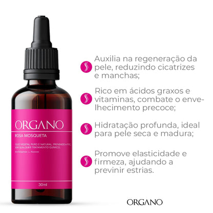 Rosa Mosqueta Rubiginosa ORGANO - Óleo Vegetal 100% Puro E Natural - Clareador E Antimanchas - 30ml