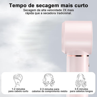 GOKOCO Secador de Cabelo 5 em 1 Conjunto, Escova Secadora 1400W Alta Velocidade 110000 Rpm, Kit Modelador Liso e Cacheado com Bocal Magnético 127Volt e 110Volt, Rosa