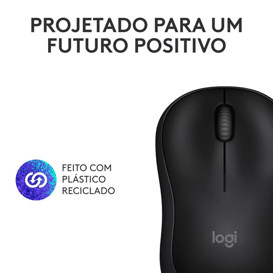 Mouse Sem Fio Logitech M240 com Conexão Bluetooth, Clique Silencioso, Design Ambidestro Compacto, Bateria de 18 Meses, Compatível com Windows, macOS, ChromeOS - Preto