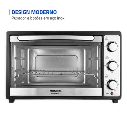 MONDIAL Forno Elétrico 52L Grand Family II, Preto/Inox, 1800W, 220V - FRN-52-B
