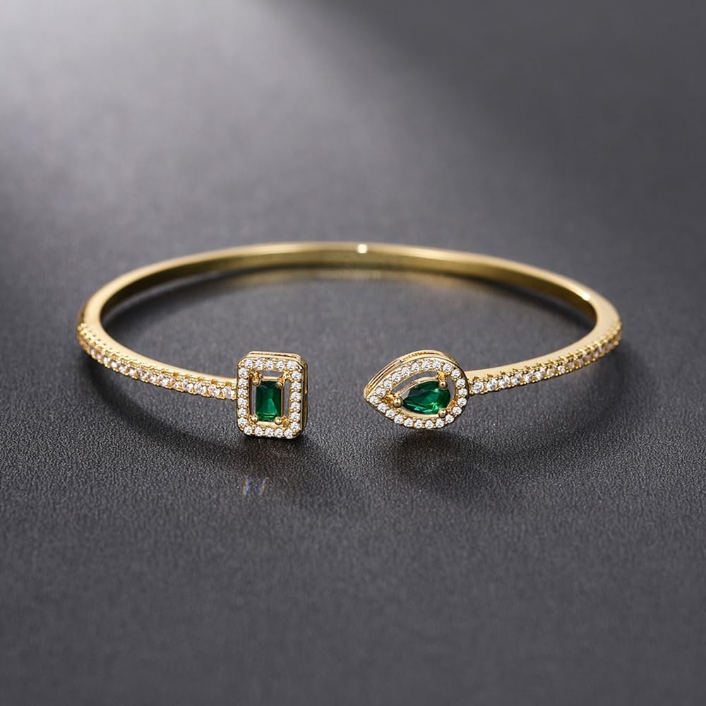Pulseira feminina moderna de zircônia cúbica brilhante joia de mão, Adjustable, Latão, Zircônia cúbica