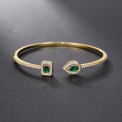 Pulseira feminina moderna de zircônia cúbica brilhante joia de mão, Adjustable, Latão, Zircônia cúbica