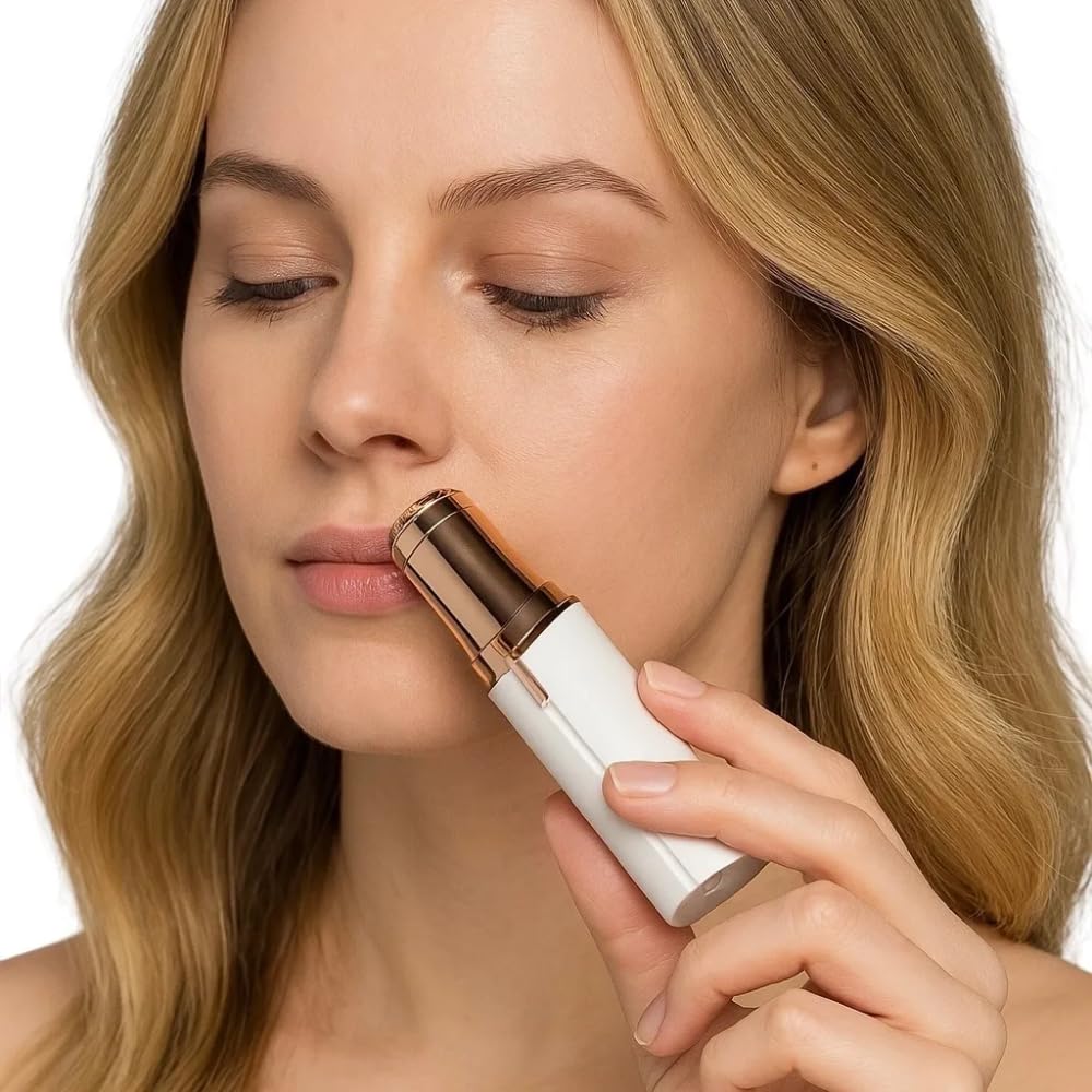 Depilador Facial Feminino Portátil Zero Incômodo com Luz LED Recarregável USB Removedor Pelos Batom Para Buço Sobrancelhas e Rosto com Precisão e Suavidade Sem Dor