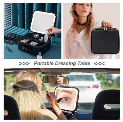 Kit Maleta Maquiagem completo Profissional Com Espelho e Luz Led e paleta de maquiagem Armazenamento (Cor aleatória)