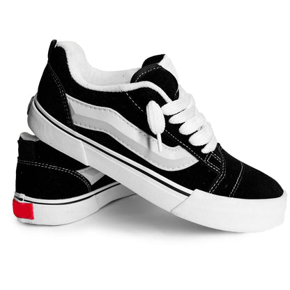 Tenis Casual Feminino Masculino Academia Skatista Knu Orks Confortavel (Preto Branco, BR, Adulto, Numérico, 41)