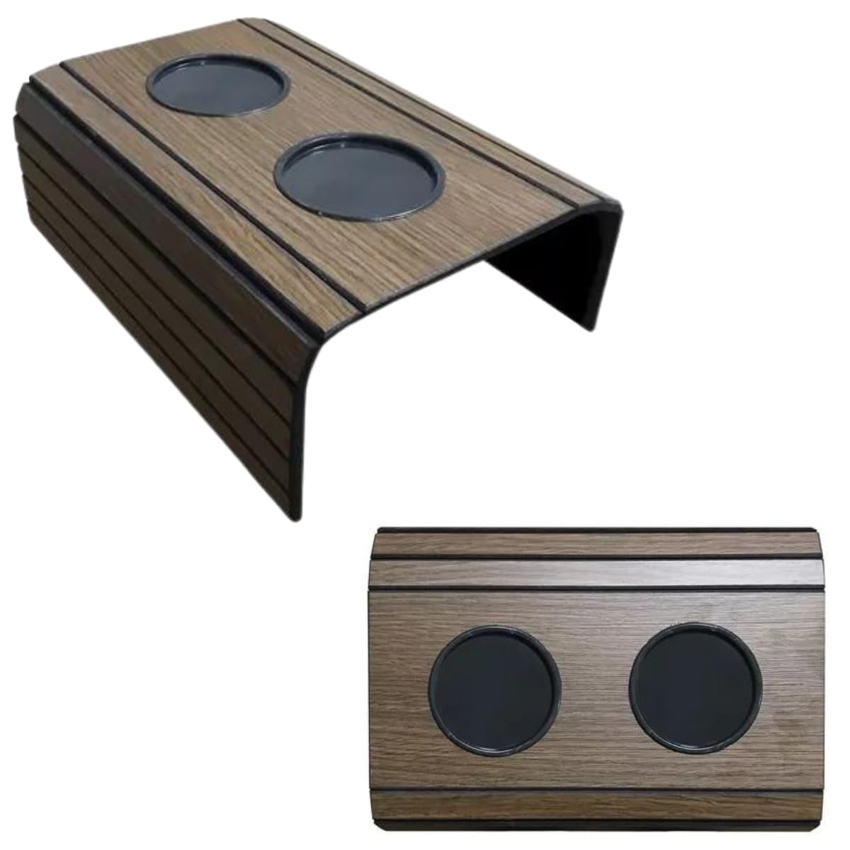 Kit 2 esteiras para braço de sofá com Bolacha de copos e porta controle material MDF protege seu sofá (1 esteira COM porta controle, 1 esteira simples, 4 Suporte copos)