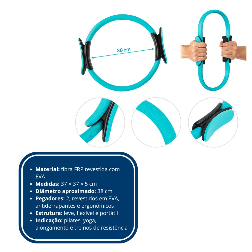 Anel de Pilates Yoga Tonificador com Pegadores em EVA Acessório para Treino Funcional em Casa