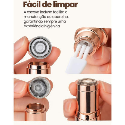 Depilador Facial Feminino Portátil Zero Incômodo com Luz LED Recarregável USB Removedor Pelos Batom Para Buço Sobrancelhas e Rosto com Precisão e Suavidade Sem Dor
