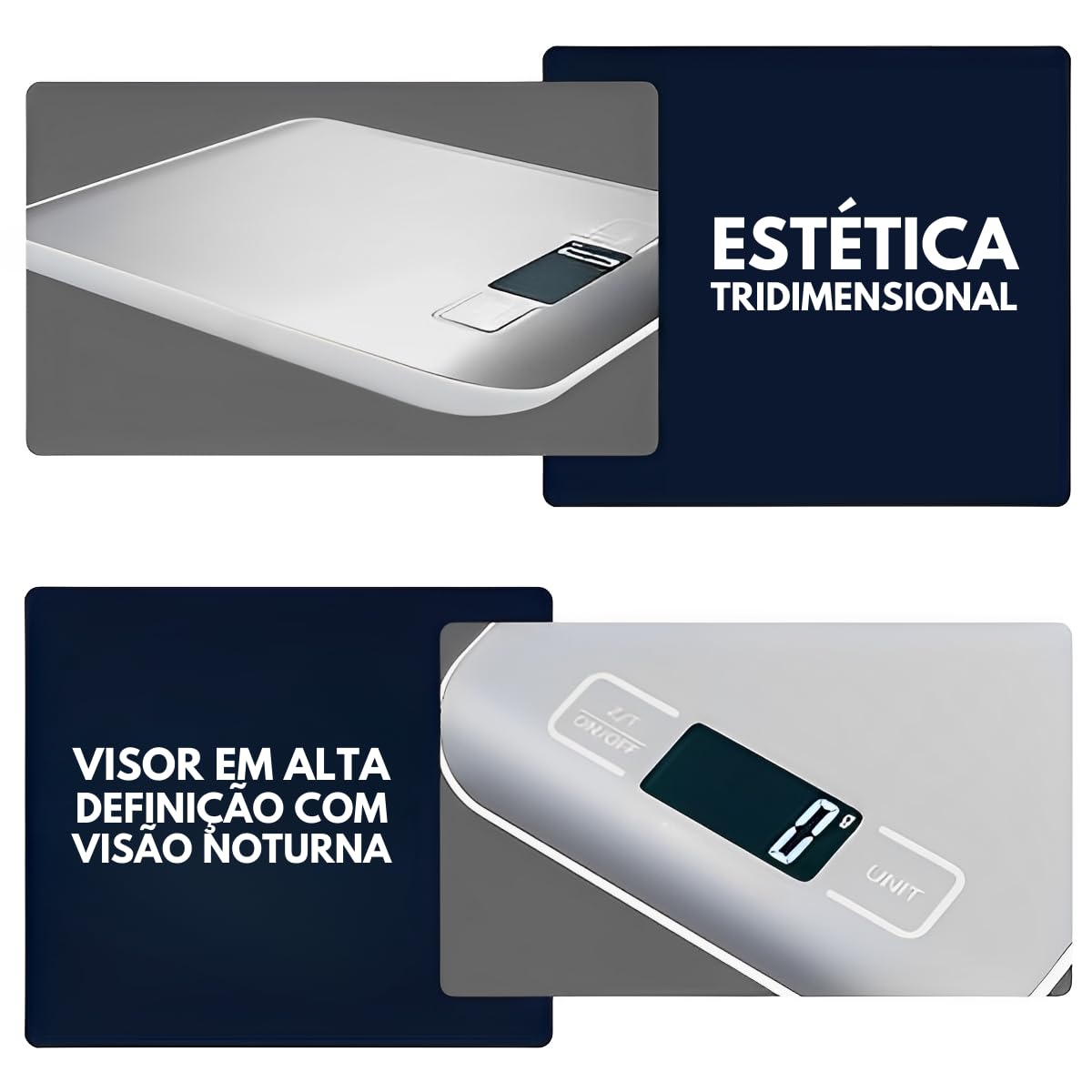 Balança de Cozinha Digital para Alimentos em Inox Resistente a Água Com Base Antiderrapante e Visor de Alta Definição Pesagem de 1g até 10kg