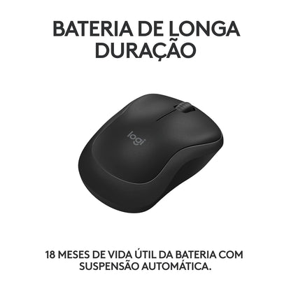 Mouse Sem Fio Logitech M240 com Conexão Bluetooth, Clique Silencioso, Design Ambidestro Compacto, Bateria de 18 Meses, Compatível com Windows, macOS, ChromeOS - Preto