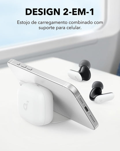 soundcore P30i da Anker, Fone de Ouvido Bluetooth 5.4 com Cancelamento de Ruído Adaptativo, Graves Poderosos, 45H de Reprodução, Estojo 2-em-1 com Suporte para Celular, IP54, Fone sem fio TWS, Branco