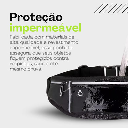 Pochete Esportiva Slim Fitness Cintura Antifurto para Caminhada Corrida Academia Bike Porta Celular Cinta Lazer Documento Doleira Feminina Masculina Impermeável Premium (Preto)