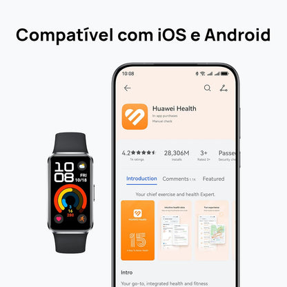 Smartwatch, HUAWEI Band 10, Corpo Elegante em Liga de Alumínio, Análise do Sono em Nível Profissional, Assistente de Bem-estar Emocional, Relógio Smartwatch Compatível com Android e iOS, Azul