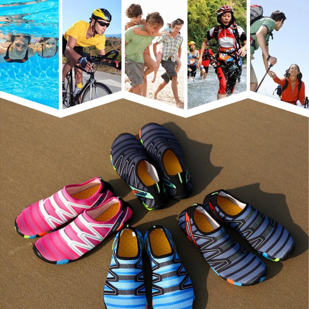 Sapatos aquáticos para mulheres e homens, meias aquáticas de secagem rápida, natação, praia, descalço, ioga, exercício, esportes, piscina, acampamento, calçados SXX02, Azul escuro, 10 Women/8 Men