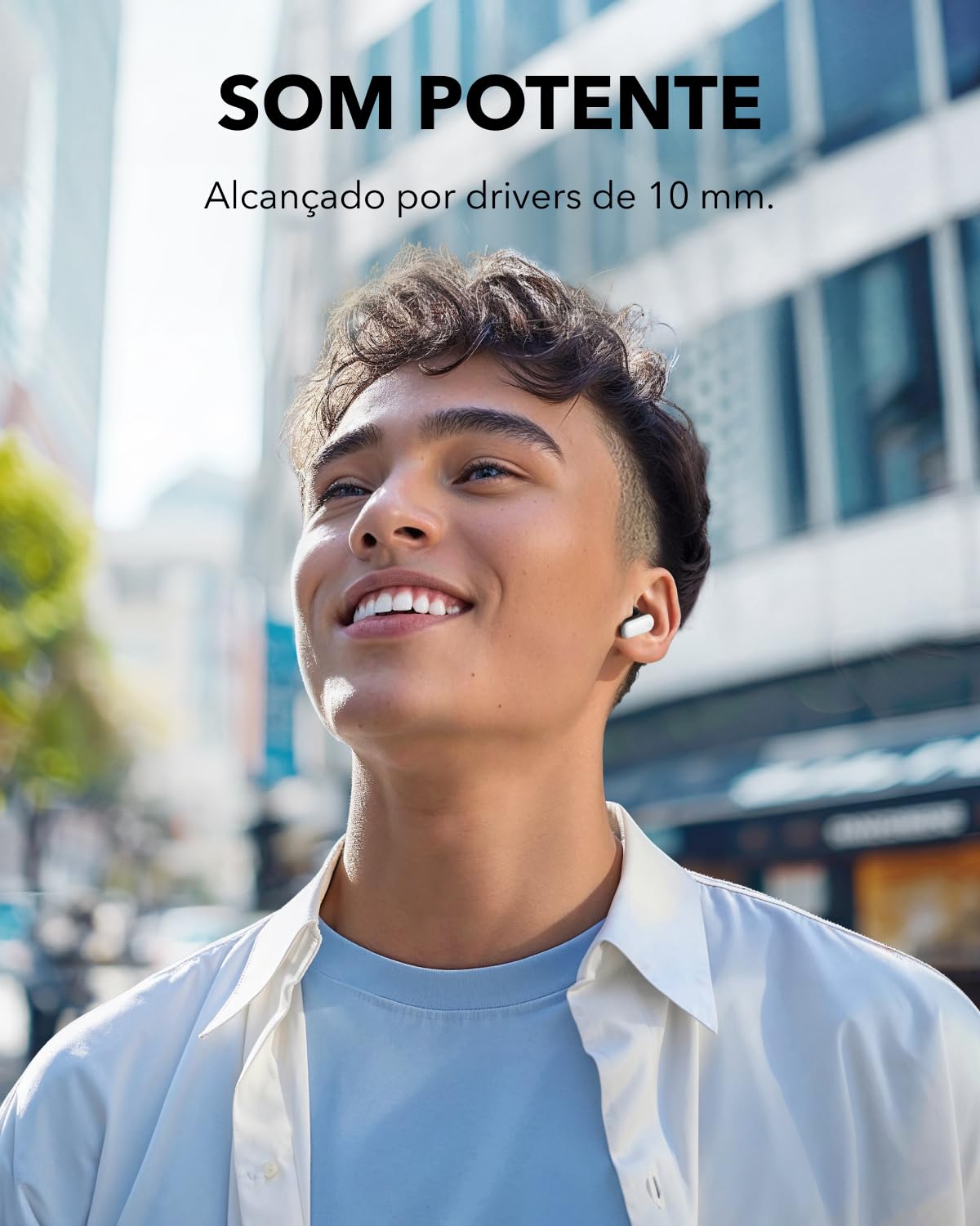 soundcore P30i da Anker, Fone de Ouvido Bluetooth 5.4 com Cancelamento de Ruído Adaptativo, Graves Poderosos, 45H de Reprodução, Estojo 2-em-1 com Suporte para Celular, IP54, Fone sem fio TWS, Branco