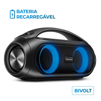 Caixa de Som Boombox AIWA BBS-02A 50W Bluetooth 8H IPX5 RGB USB