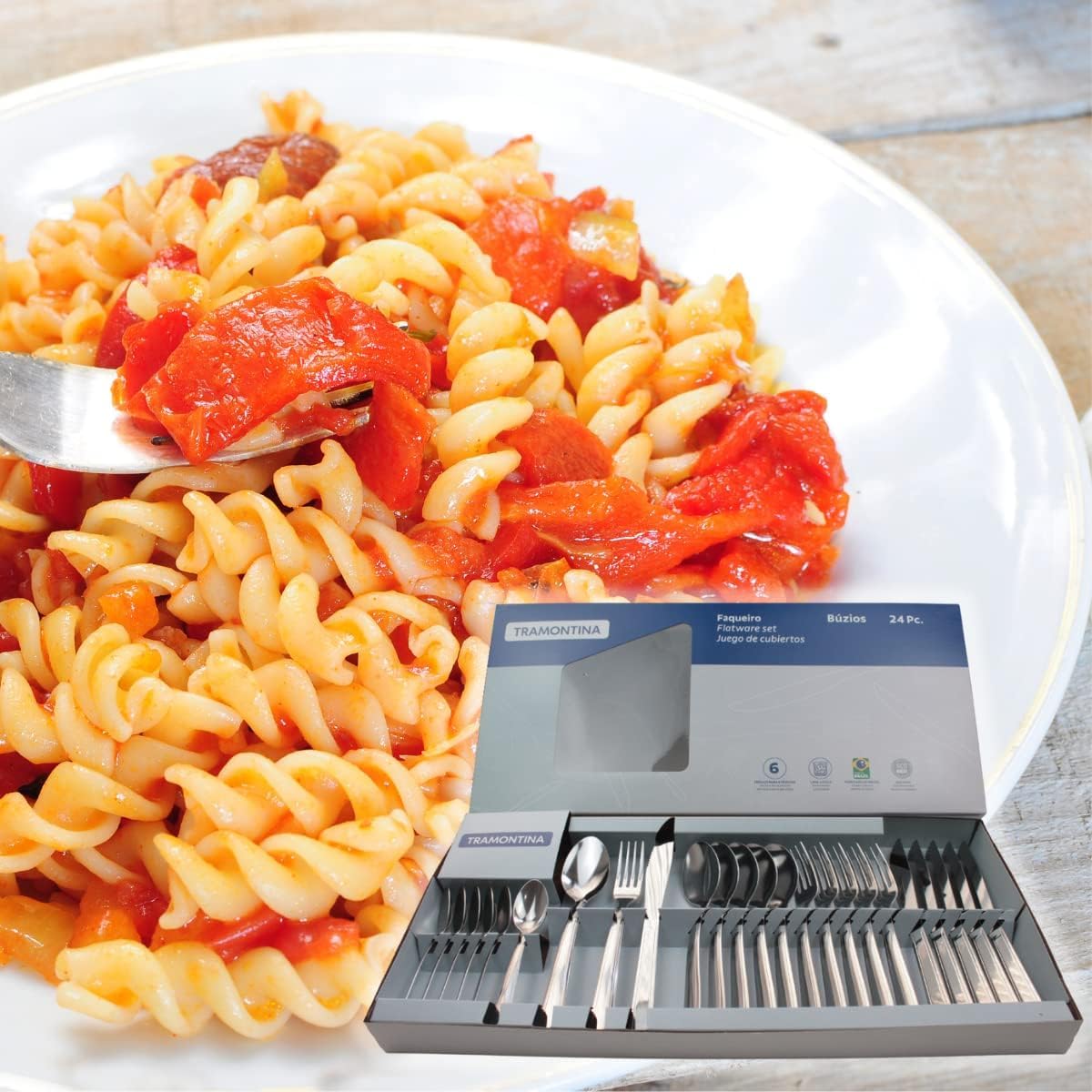 Jogo de Talheres Faqueiro Inox 24 Peças Búzios Tramontina