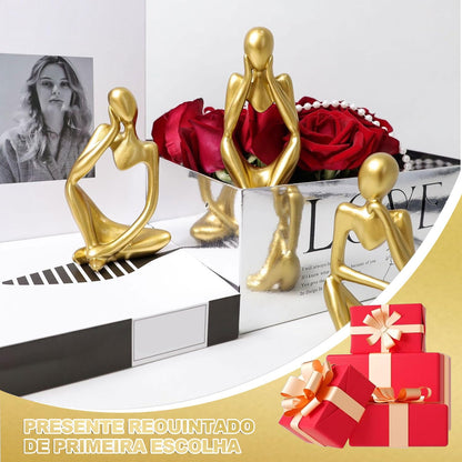 Esculturas de Arte Abstrata, Decoração Abstrata Moderna na Prateleira, Decoração de Casa Estátua de Pensador, Conjunto de 3 Esculturas de Pensador, Arte Abstrata Escultura Conjunto