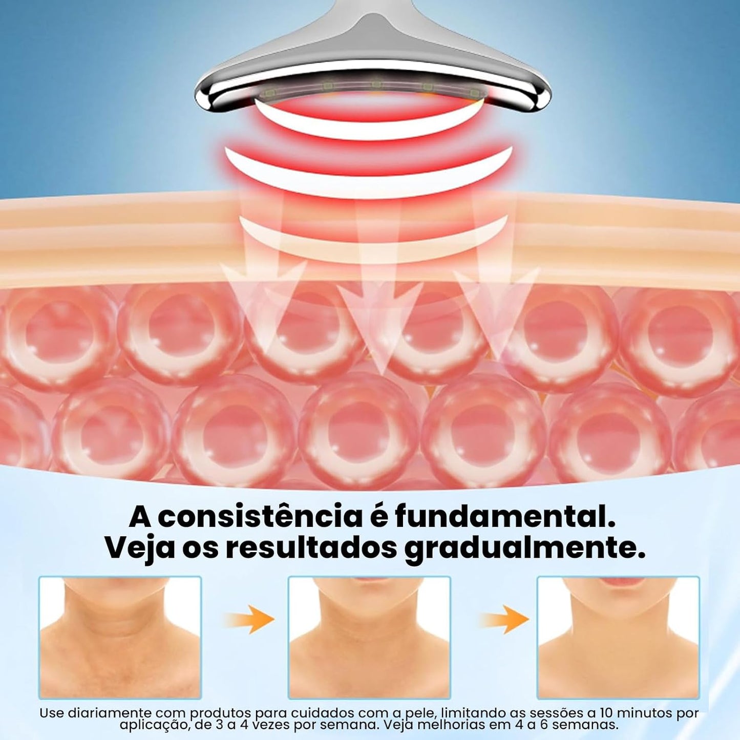 Massageador Facial 3 Modos Pescoço Tratamento Terapia Recarregável