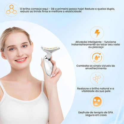 Massageador Facial 3 Modos Pescoço Tratamento Terapia Recarregável