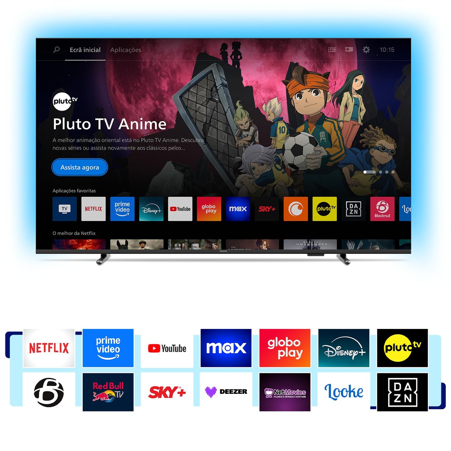 PHILIPS, Smart TV Ambilight 55" 4K, 55PUG8100/78, Comando de Voz, HDR10+/Dolby Atmos, VRR/ALLM, Bluetooth