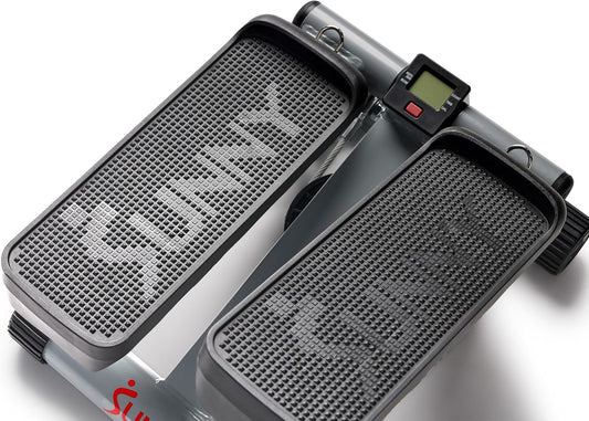 Sunny Health & Fitness Mini Stepper para Exercícios em Casa, Máquina de Treino de Degraus com Faixas de Resistência, Equipamento Cardiovascular de Corpo Inteiro com Monitor LCD