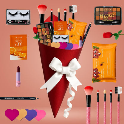 Buquê De Maquiagem Kit Completo Presente Lindo Make Top