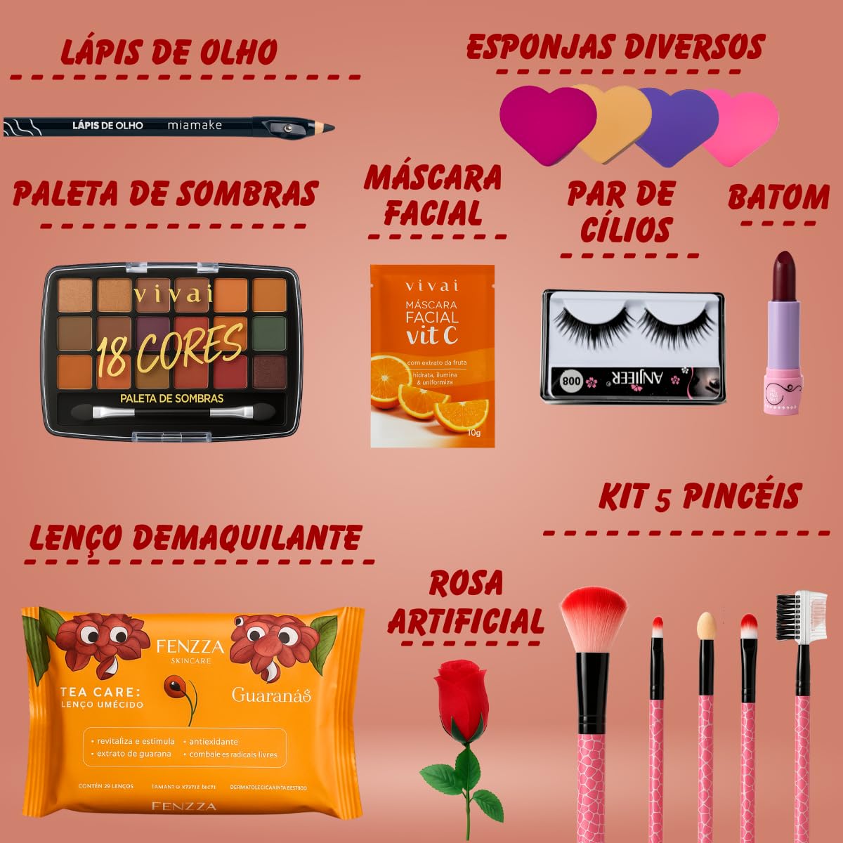 Buquê De Maquiagem Kit Completo Presente Lindo Make Top