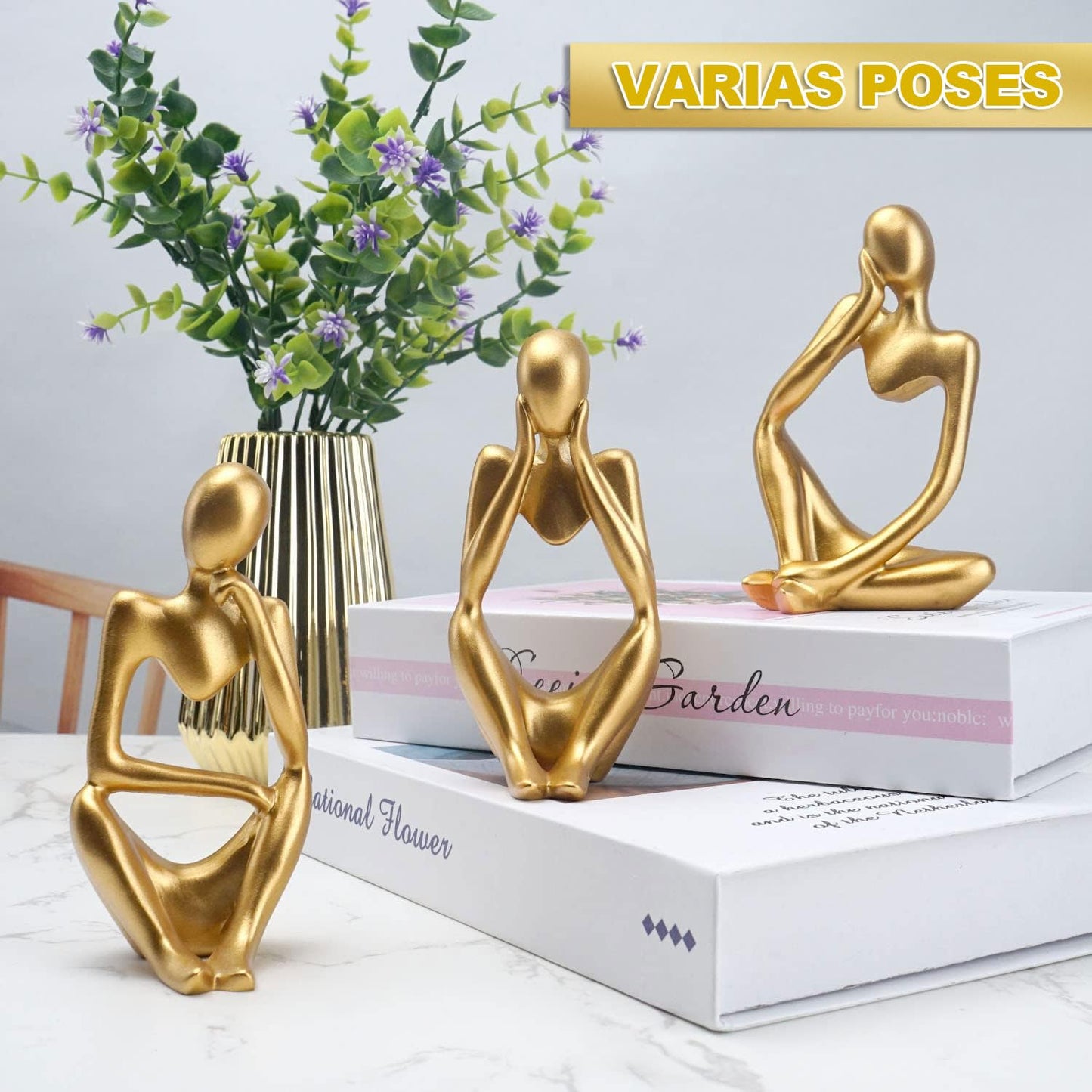 Esculturas de Arte Abstrata, Decoração Abstrata Moderna na Prateleira, Decoração de Casa Estátua de Pensador, Conjunto de 3 Esculturas de Pensador, Arte Abstrata Escultura Conjunto