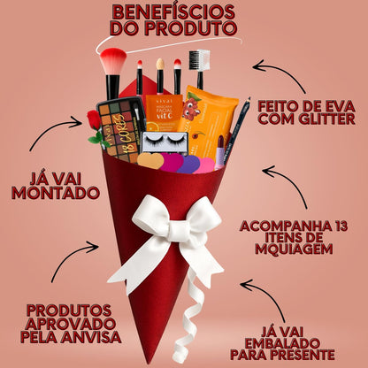 Buquê De Maquiagem Kit Completo Presente Lindo Make Top